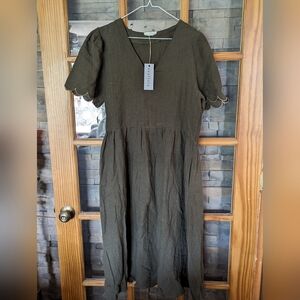 Neuflora Dakota Dress, Olive, Small, Linen